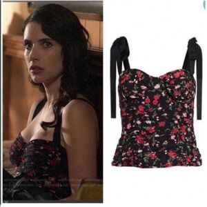 For Love and Lemons Tainted Bustier Corset Top in Rose Black Floral Sz M